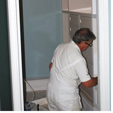 Painting doors at Boothby Manor
