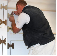 A close up of fitting hinges at Boothby Manor